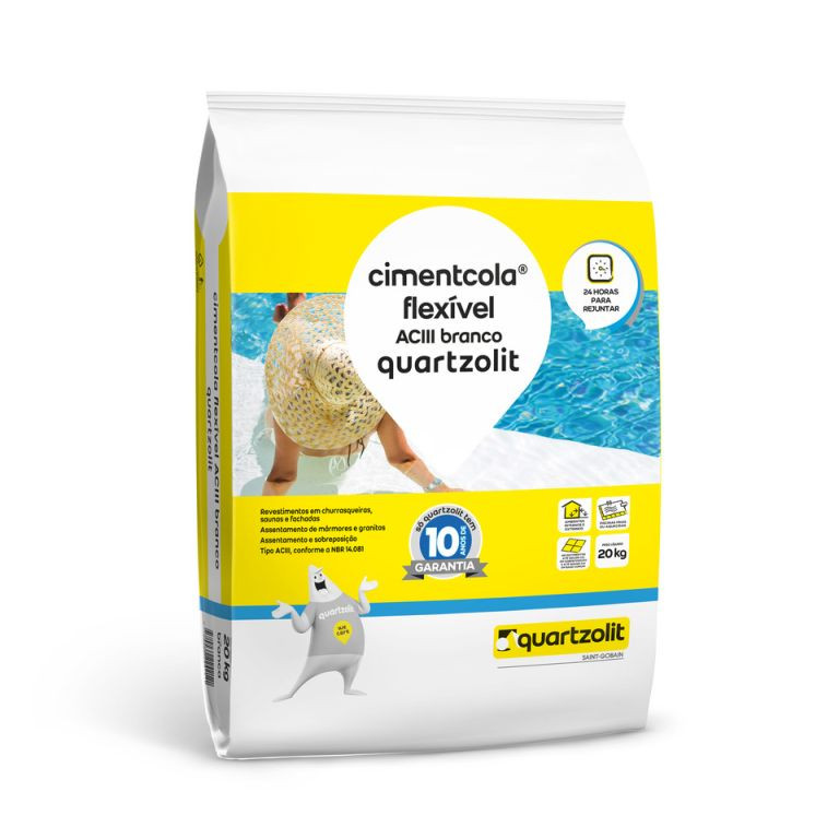 Cimentcola Flexível Quartzolit AC3 Branco 20 Kg