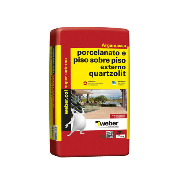 Porcelanato e Piso sobre piso Externo Quartzolit 20 Kg