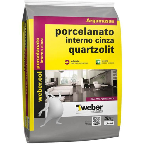 Porcelanato  interno Cinza Quartzolit 20 Kg